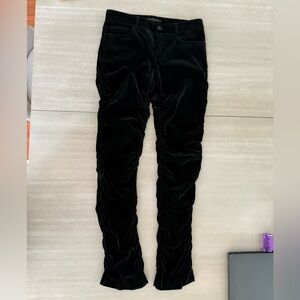 Theory Ruched Draped Straight Leg Low Rise Velvet Pants in Black Purple Size 8